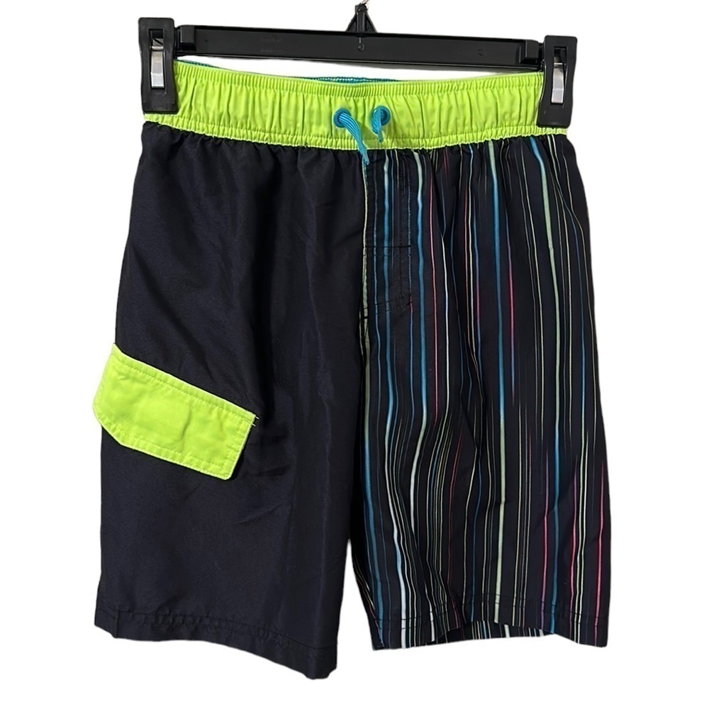 CAT & Jack‎ Boy’s Black Multicolor Stripe Boys Swim Trunks Size M